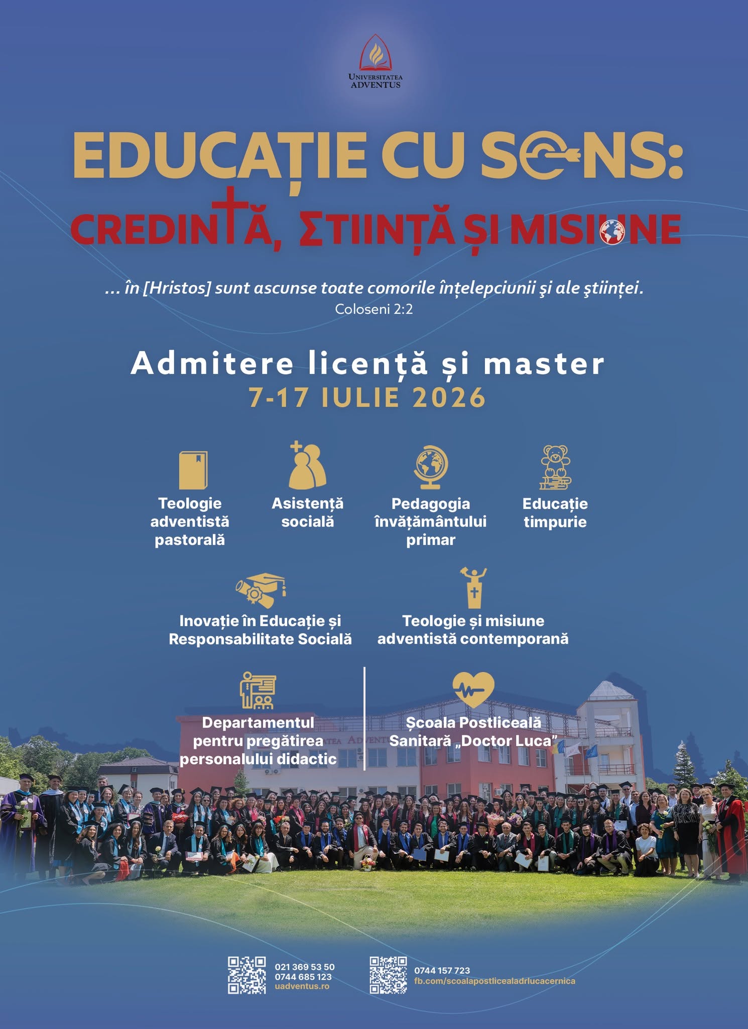 Speranta TV | Universitatea Adventus din Cernica organizează, în perioada 7–17 iulie, sesiunea de admitere din această vară