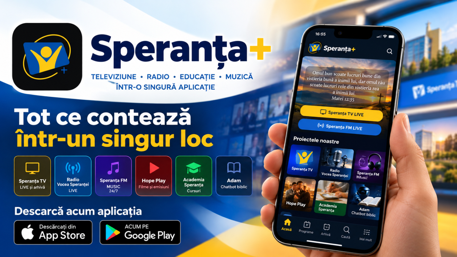 Speranta TV | Speranța+ a fost lansată! Televiziunea, radioul și resursele spirituale ale Speranța Media Group, într-o singură aplicație